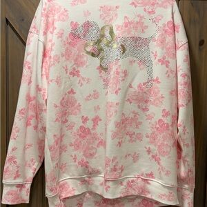 Pink Victoria Secret LoveShackFancy Floral Sweatshirt SZ Large NWT Sweater ONLY